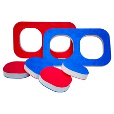 Party09 兩人三腳接力 紅藍 + 圓形多功能方塊籌碼遊戲組 31.5cm, 2套