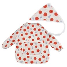 BEBE CHOUETTE 兒童圖案長袖美術罩衣 + 頭巾組