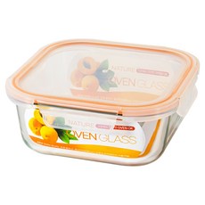 발룬피니 내열 강화유리 정사각 밀폐용기, 1개, 1200ml