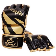 Baisenna EANLAB MMA 拳擊 泰拳 綜合搏擊手套 雙手套組, 1套, 01 塑型半指 黑金色