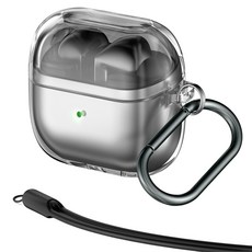 KMAX Pebble 保護殼 + 登山扣 + 矽膠繩套組, 透明, Buds3/Buds3 Pro/Buds3 FE, 1套