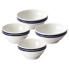 韓國 ZEN 藍色音符陶瓷碗 2個+大碗 2個組, 1組, 飯碗 2個+湯碗 2個, 海軍藍