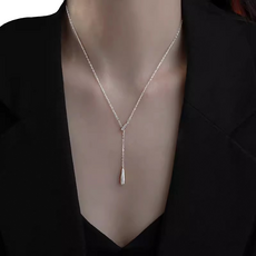 Sejake水滴項鍊不鏽鋼鍍白金 41~50cm, 1個