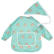 BEBE CHOUETTE 兒童圖案長袖美術罩衫 + 頭巾套組
