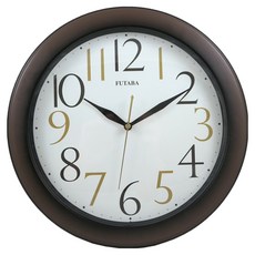 FUTABA 營鐘 簡約跳色數字仿木超靜音掛鐘 0288, 咖啡色