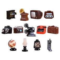 PDS家居裝飾 復古古董室內小物 微型裝飾擺飾 13件組 100 x 100 x 50 mm, 1套, 混合色