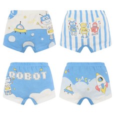 베베니즈 남아용 우주로봇 사각팬티 4종 세트
