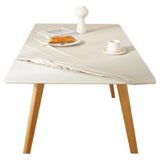 虹原風尚 防水防油小羊皮質感全包桌布, 80 x 140cm, 奶油米色, 1個