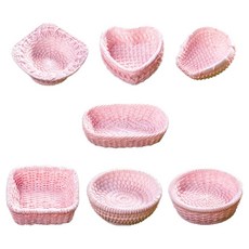 PDS居家裝飾 野餐藤編籃 迷你裝飾小物 粉紅藤編 7種, 1套, 混合色