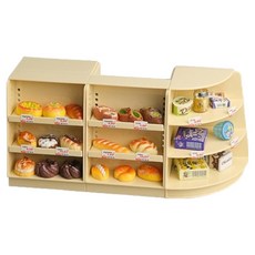 PDS家居裝飾 超市展示架 微縮模型 市場商店道具 含食玩 3件組 110 x 160 x 76 mm, 黃色, 1套