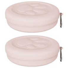 Aewani 寵物戶外用附蓋式便攜餐具 S 11 x 4 cm, 淺粉紅色, 2個