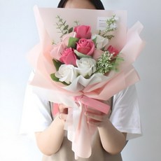 MORIANN Tiffany 人造玫瑰香皂花束 小, 1組, 粉色