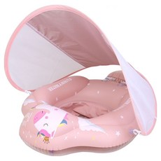 SUNNYWATER 幼兒獨角獸遮陽學步車泳圈, 1個, 粉紅色