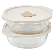 Glasslock 格拉氏洛克 嬰兒小熊蓋蒸碗, 2個, 單一顏色, 1030ml