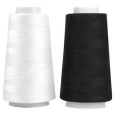 UNIQUE Premium OWL 包芯線 45支 2合股 縫紉線 2件組, 1套, 白色, 黑色