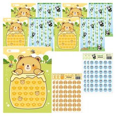 슈퍼쌤 양면 칭찬 판다 허니베어 스티커판 9p + 판다 스티커 3p + 허니베어 스티커 3p 세트, 혼합색상, 1세트