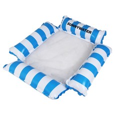 SUNNYWATER 飄浮條紋充氣浮床, 1個, 藍色