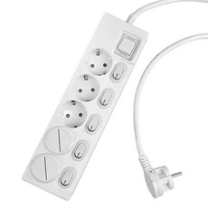 One Stop 零間隙獨立開關超薄扁平延長線 16A 5孔 + 安全保護蓋 2入, 1個, 白色, 1m