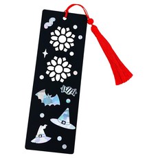 Orange Mall 螺鈿貼紙圖案書籤製作 萬聖節, 掛環(隨機出貨), 書籤(隨機出貨), 貼紙(混合顏色), 5個