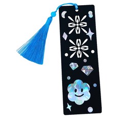 Orange Mall 珍珠母貝貼紙圖案書籤製作 混合A 微笑 花朵, 掛環(隨機出貨), 書籤(隨機出貨), 貼紙(混合顏色), 5個