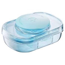 Rich Ssalbong 切藥器 3格便攜式藥盒 透明藍色 9.5 x 6.5 x 3 cm, 1個