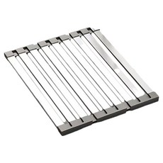 小麥購物 高質感可折疊水槽瀝水架 L221 45 x 32.5cm, 1個, 銀色