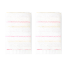 Gemini 双星毛巾 精梳棉粉彩條紋毛巾 76 x 34cm, 粉色, 2條