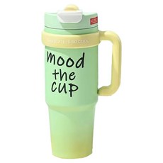 大容量雙飲手把保溫杯, 綠色, 1L, 1個