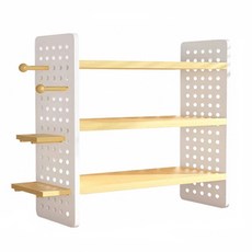 桌面洞洞板置物架 木質置物架/玄關收納/文具收納/公仔展示架/桌上收納, 3層, 木紋