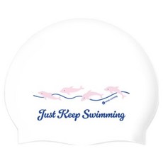 KeepSwimming 舒適帽海豚波浪矽膠泳帽, 1個, 粉色海豚