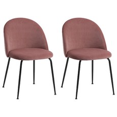 MH家居 天鵝絨布餐椅, 2個, 粉紅色