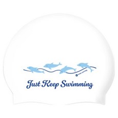 KeepSwimming 舒適帽海豚波浪矽膠泳帽, 1個, 藍色海豚