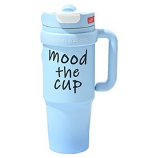 大容量雙飲手把保溫杯, 藍色, 1L, 1個