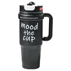 大容量雙飲手把保溫杯, 黑色, 1L, 1個