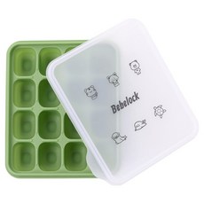 Bebelock IWA 矽膠副食品分裝盒 16格, 1個, 240ml, 橄欖綠