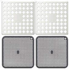 不鏽鋼方形油炸蓋 油炸蓋 2入+排水口網 2入組, 銀色（油蓋）、灰色（排油網）