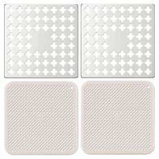 不鏽鋼方形油炸蓋 油炸蓋 2入+排水口網 2入組, 銀色（油蓋）、象牙色（排水網）