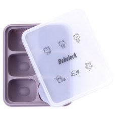 Bebelock 嬰兒矽膠副食品分裝盒 6格, 300ml, 1個, 紅豆色