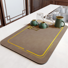 古風系 餐具瀝水墊/餐桌吸水墊, 40 x 30cm, 1個, 邊框咖