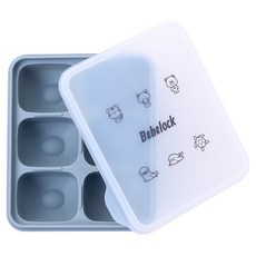 Bebelock 嬰兒矽膠副食品分裝盒 6格, 300ml, 1個, 藍灰色