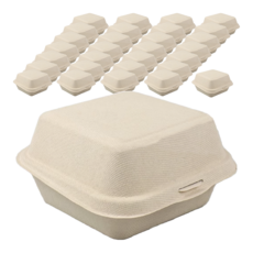 Highching 高精 植纖漢堡盒 6寸 原色, 1組, 100個