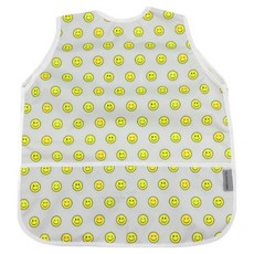 Bebe Shuette兒童款圖案一體型無袖美術圍裙+頭巾+袖套組, 灰色笑臉