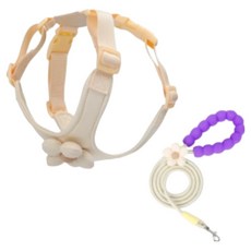 파스텔펫 반려동물 플라워 하네스 리드줄 세트, 아이보리, 1세트