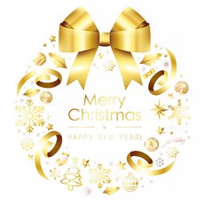 小麥購物 聖誕裝飾無痕壁貼 聖誕花環 L607, 1個, 金色