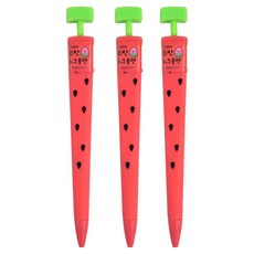 핑크풋 수박 노크 볼펜 0.7mm, 3개, 레드