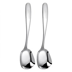 瑞典廚房 304不鏽鋼方頭湯匙/甜點匙, 2支, 單件, 銀色