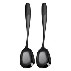 瑞典廚房 304不鏽鋼方頭湯匙/甜點匙, 2支, 單件, 黑色