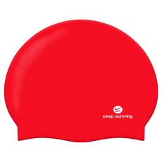 KeepSwimming 兒童款Logo泳帽, 1個, 紅色