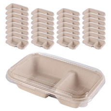 Highching 高精 美式雙格餐盒 含蓋 原色 750ml, 50組