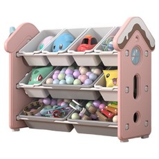 lilikoko 哩哩摳摳 玩具收納櫃 房子9盒 附止滑墊, 1組, 粉色